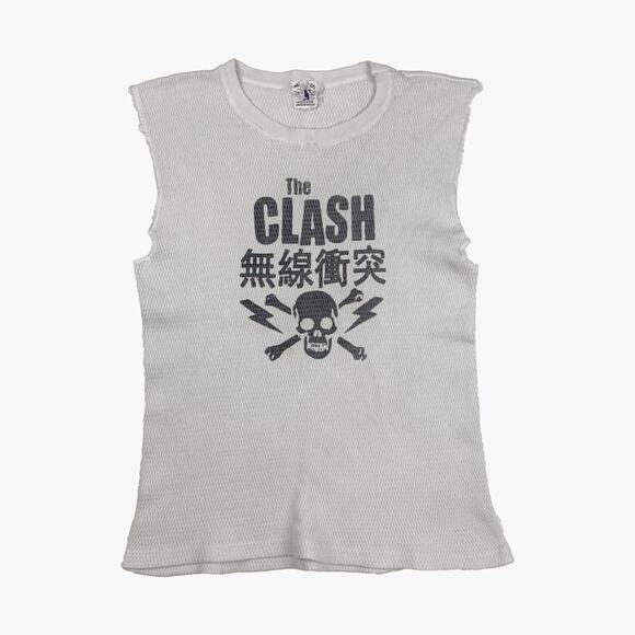 The Clash Other - THE CLASH Skull & Crossbones 80s Japan Tour Cut-Off Tee (Off-White | Size M)